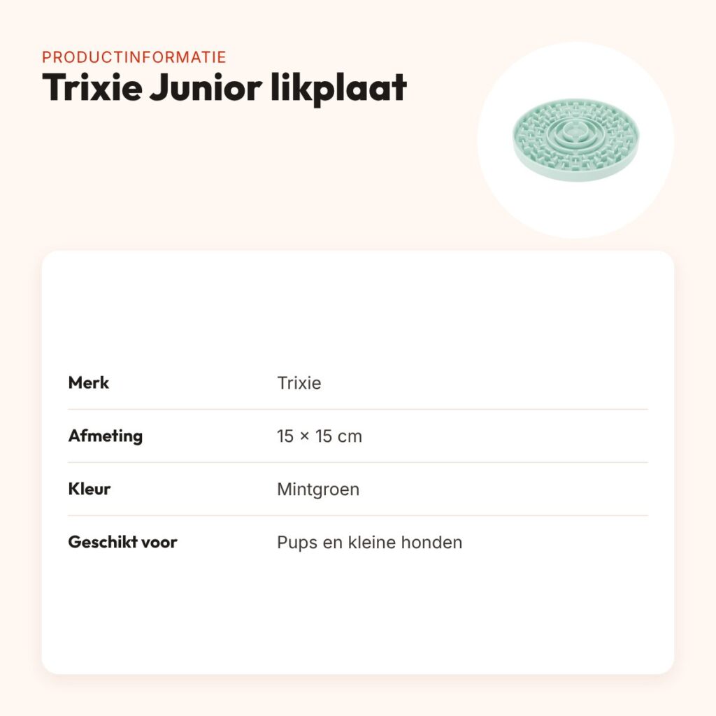 Trixie Junior likplaat mintgroen 15 x 15 cm – voor pups en kleine honden – productinformatie