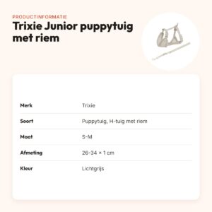 Trixie Junior puppytuig met riem lichtgrijs 26-34 x 1 cm – productinformatie