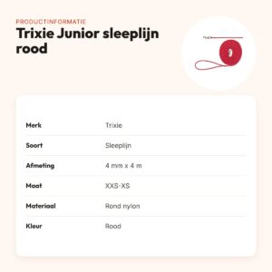 Trixie Junior sleeplijn rood 4 mm x 4 m – rond nylon, met handlus – productinformatie