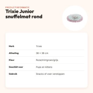 Trixie Junior snuffelmat rond roze/mintgroen/grijs 38 x 38 cm – productinformatie