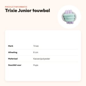 Trixie Junior touwbal 6 cm – geknoopt katoen/polyester voor pups – productinformatie