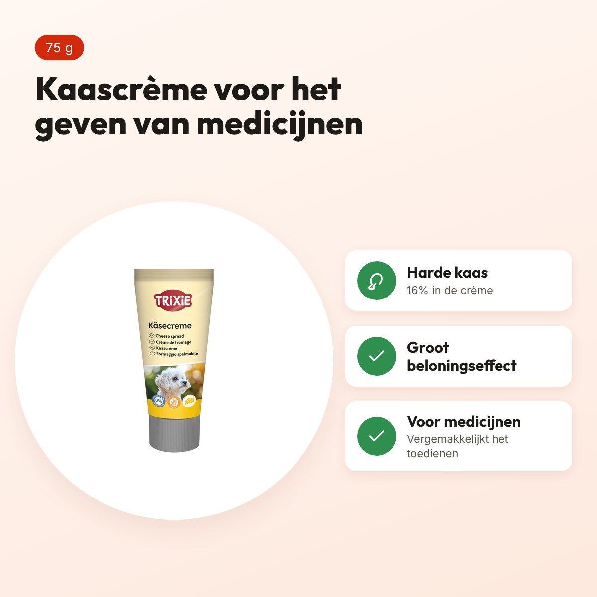 Trixie kaascrème 75 g – hondenbeloning voor het geven van medicijnen – voordelen