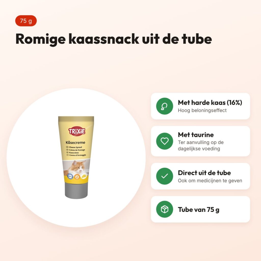 Trixie kaascrème kattensnack 75 g – met taurine – voordelen
