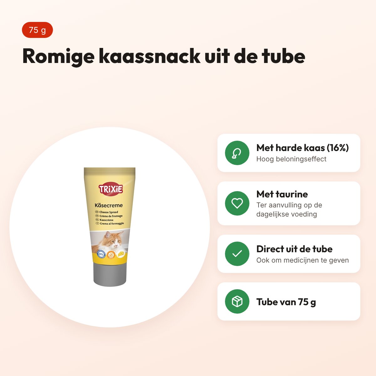 Trixie kaascrème kattensnack 75 g – met taurine – voordelen