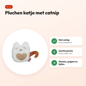 Trixie kat van pluche met catnip 8 cm – wit/beige – voordelen