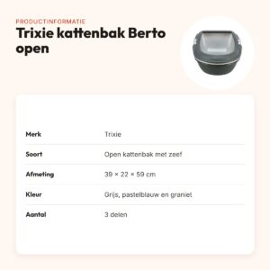 Trixie kattenbak Berto open grijs/pastelblauw 39 x 22 x 59 cm – zeef – productinformatie