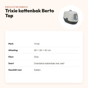 Trixie kattenbak Berto Top grijs 59 x 39 x 42 cm – overdekt, met zeef – productinformatie