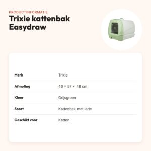 Trixie kattenbak Easydraw grijsgroen 46 x 57 x 48 cm – met lade – productinformatie