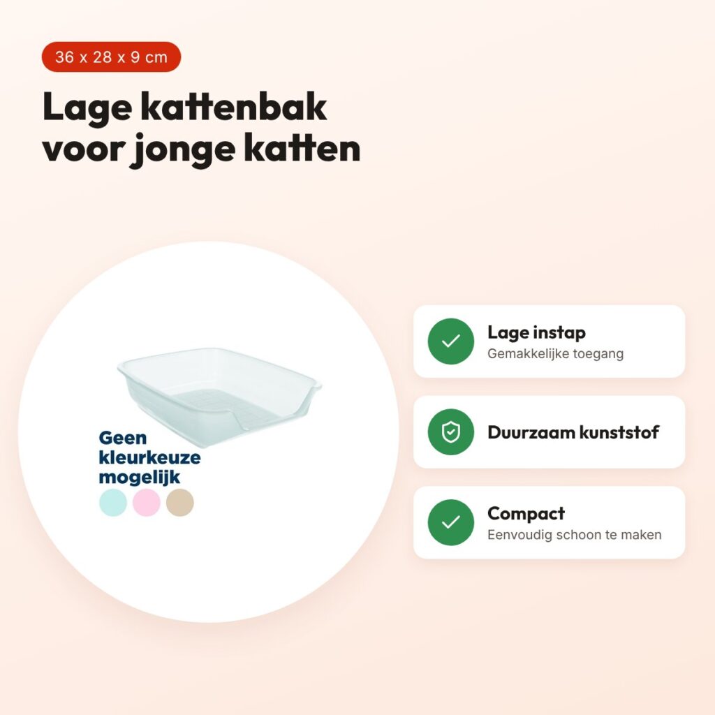 Trixie kattenbak Junior Nuno assorti 36 x 28 x 9 cm – lage instap – voordelen