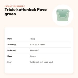 Trixie kattenbak Pavo hoge rand groen 44 x 55 x 32 cm – productinformatie