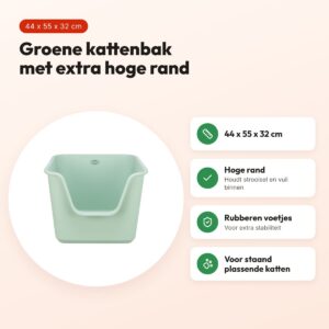 Trixie kattenbak Pavo hoge rand groen 44 x 55 x 32 cm – voordelen