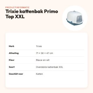 Trixie kattenbak Primo Top XXL blauw/wit 71 x 56 x 47 cm – overdekt – productinformatie