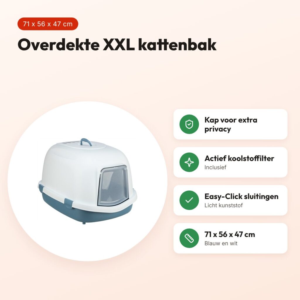 Trixie kattenbak Primo Top XXL blauw/wit 71 x 56 x 47 cm – overdekt – voordelen