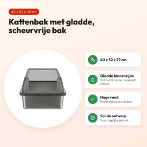 Trixie kattenbak RVS met rand grijs 40 x 52 x 29 cm – voordelen