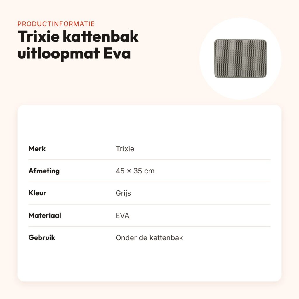 Trixie kattenbak uitloopmat Eva grijs 45 x 35 cm – productinformatie