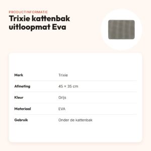 Trixie kattenbak uitloopmat Eva grijs 45 x 35 cm – productinformatie