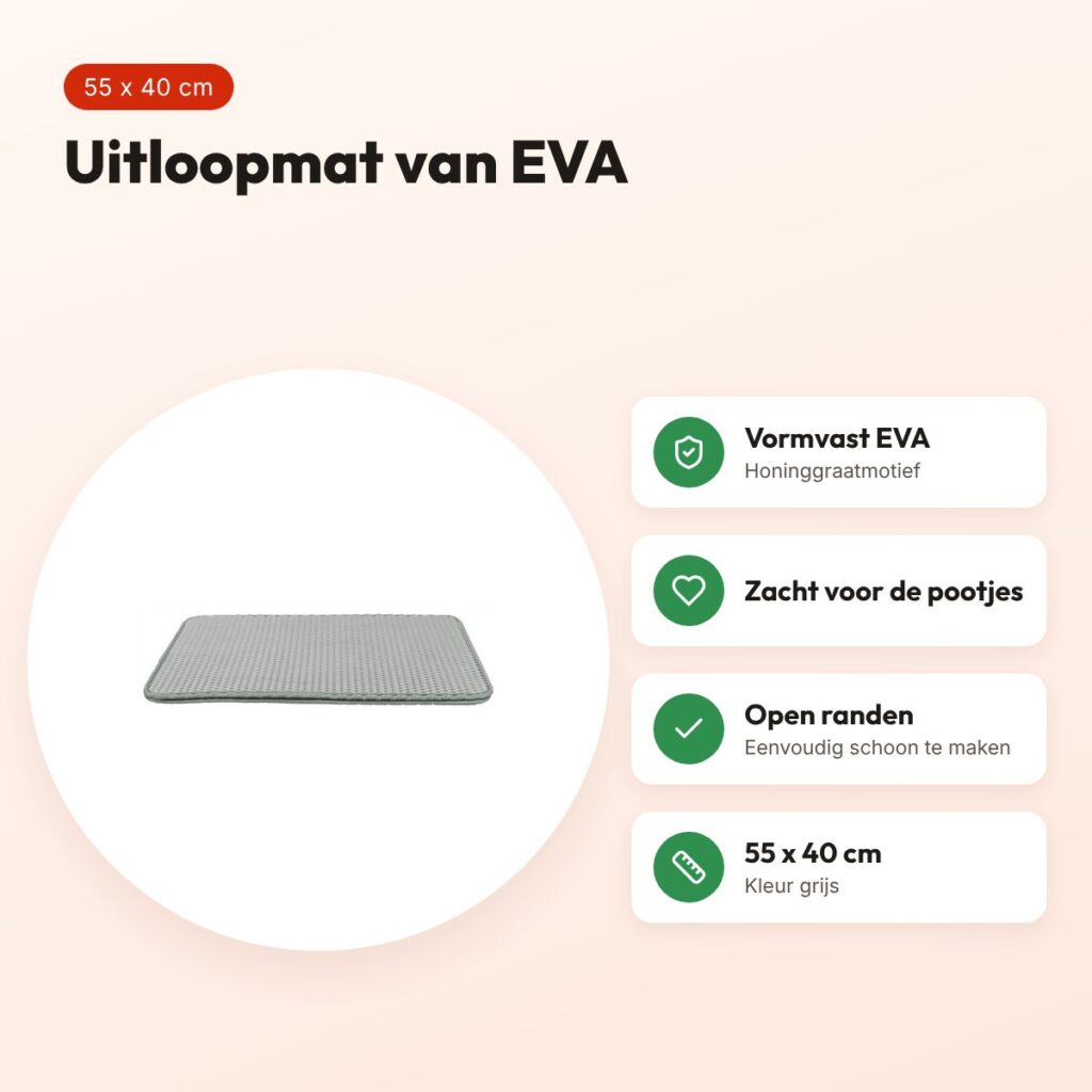 Trixie kattenbak uitloopmat Eva grijs 55 x 40 cm – voordelen