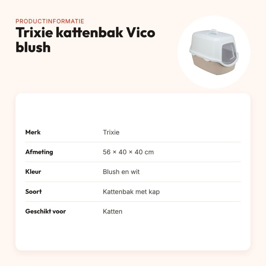 Trixie kattenbak Vico blush/wit 56 x 40 x 40 cm – met kap – productinformatie