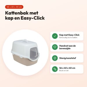 Trixie kattenbak Vico blush/wit 56 x 40 x 40 cm – met kap – voordelen