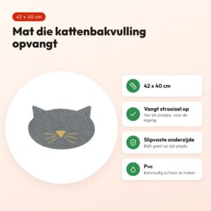 Trixie kattenbakmat kattenkop pvc lichtgrijs 42 x 40 cm – voordelen