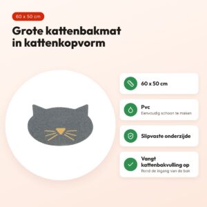 Trixie kattenbakmat kattenkop pvc lichtgrijs 60 x 50 cm – voordelen