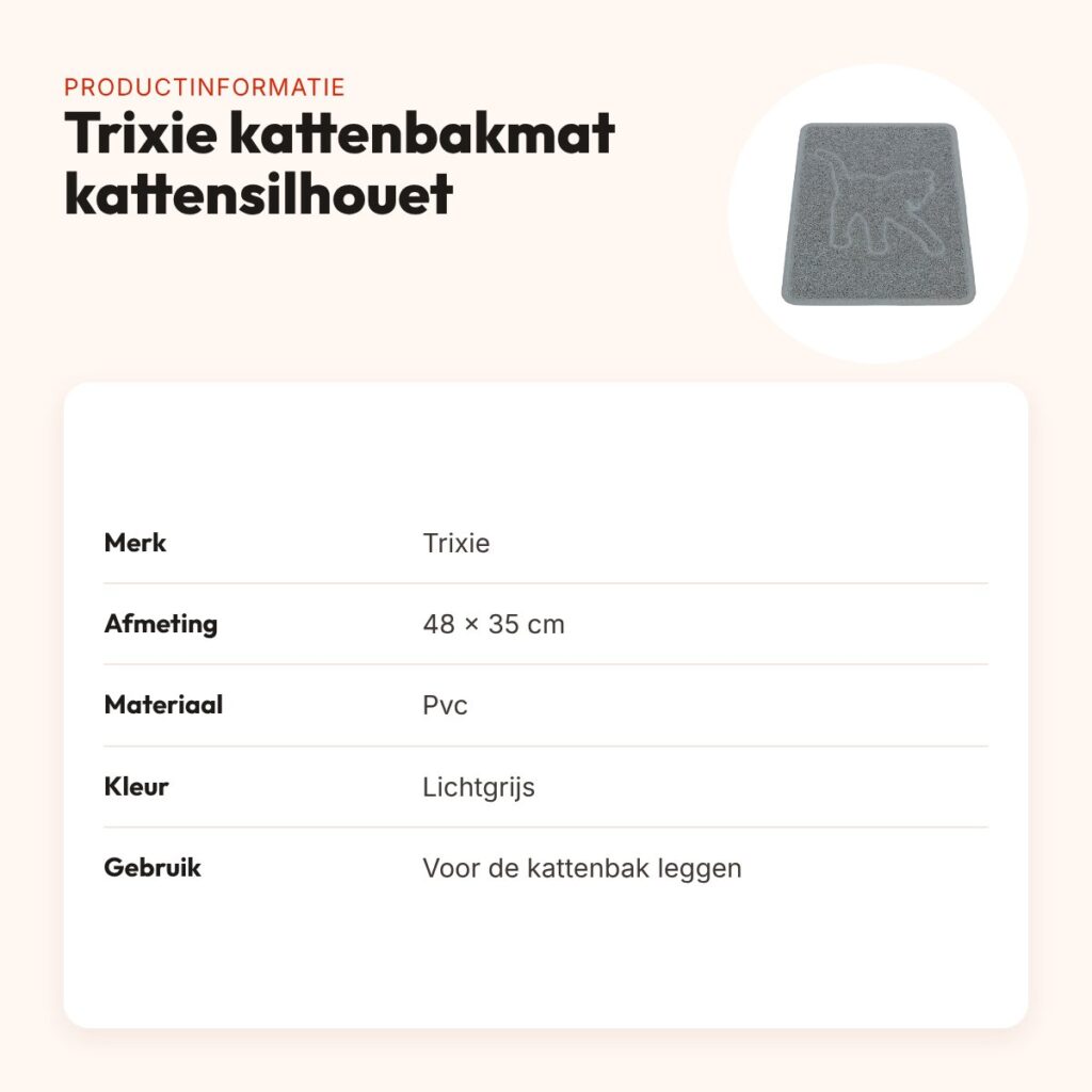 Trixie kattenbakmat kattensilhouet lichtgrijs 48 x 35 cm – pvc, slipvast – productinformatie