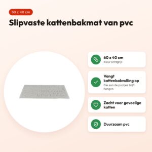 Trixie kattenbakmat PVC lichtgrijs 60 x 40 cm – slipvast – voordelen
