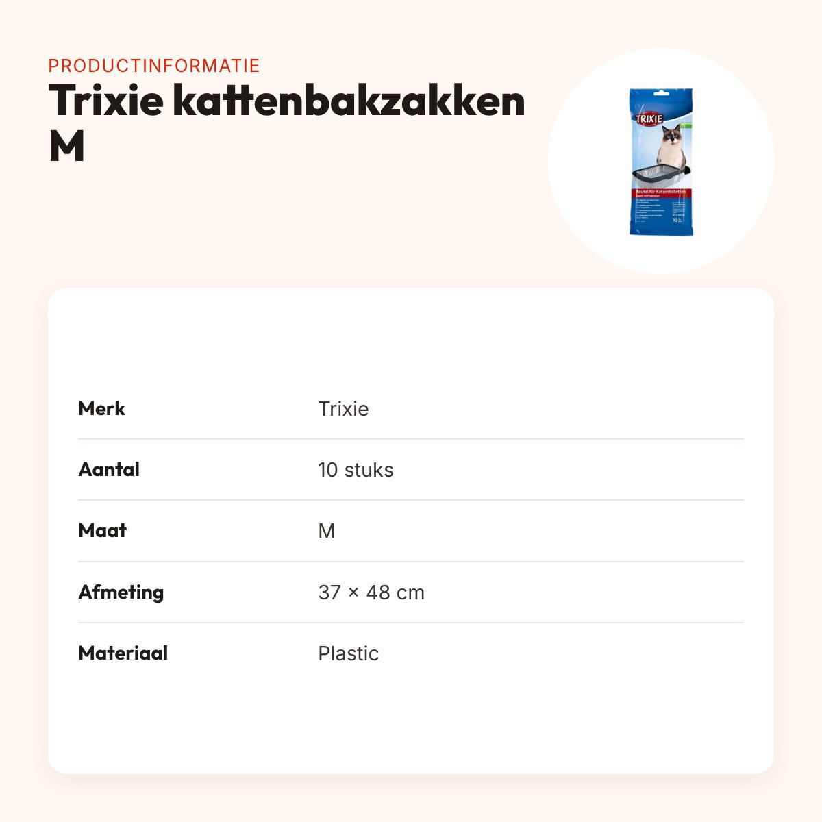 Trixie kattenbakzakken M 37 x 48 cm – 10 stuks – productinformatie