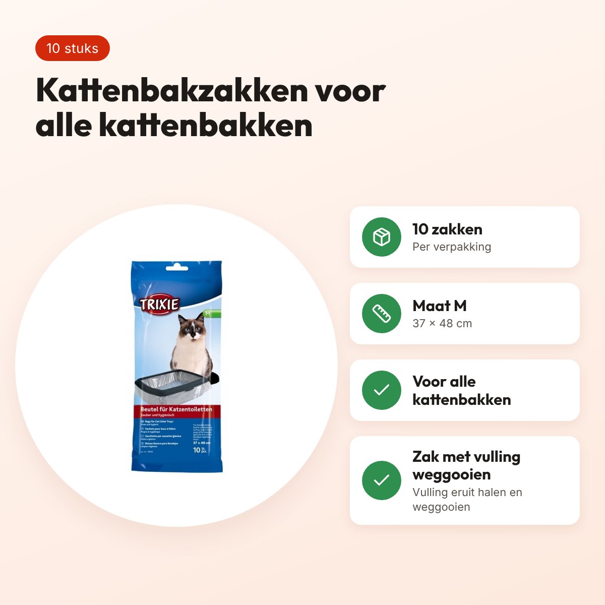 Trixie kattenbakzakken M 37 x 48 cm – 10 stuks – voordelen