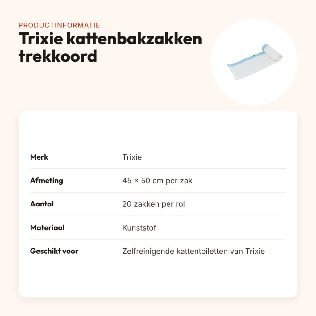 Trixie kattenbakzakken met trekkoord 45 x 50 cm – zelfreinigende bak – productinformatie