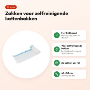 Trixie kattenbakzakken met trekkoord 45 x 50 cm – zelfreinigende bak – voordelen
