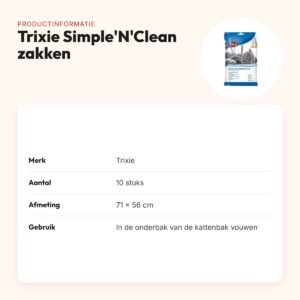 Trixie kattenbakzakken Simple'N'Clean 71 x 56 cm – 10 stuks – productinformatie