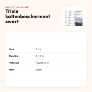 Trixie kattenbeschermnet zwart 3 x 8 m – UV- en vochtbestendig – productinformatie