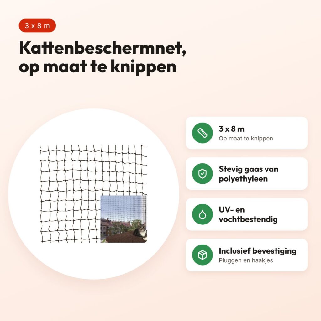 Trixie kattenbeschermnet zwart 3 x 8 m – UV- en vochtbestendig – voordelen