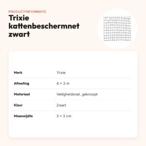 Trixie kattenbeschermnet zwart 4 x 3 m – geknoopt, UV-bestendig – productinformatie