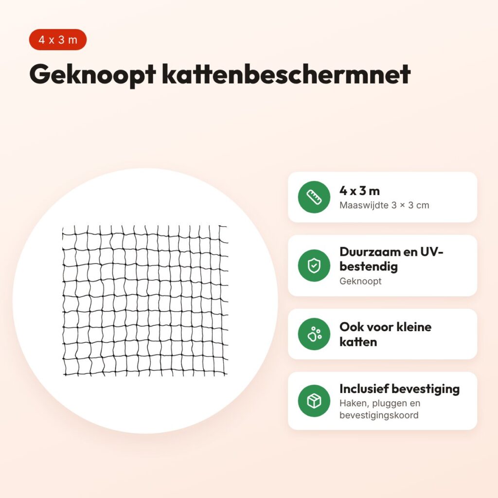 Trixie kattenbeschermnet zwart 4 x 3 m – geknoopt, UV-bestendig – voordelen