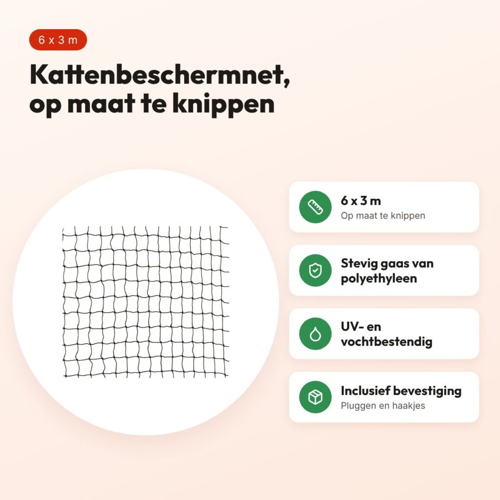 Trixie kattenbeschermnet zwart 6 x 3 m – UV- en vochtbestendig – voordelen