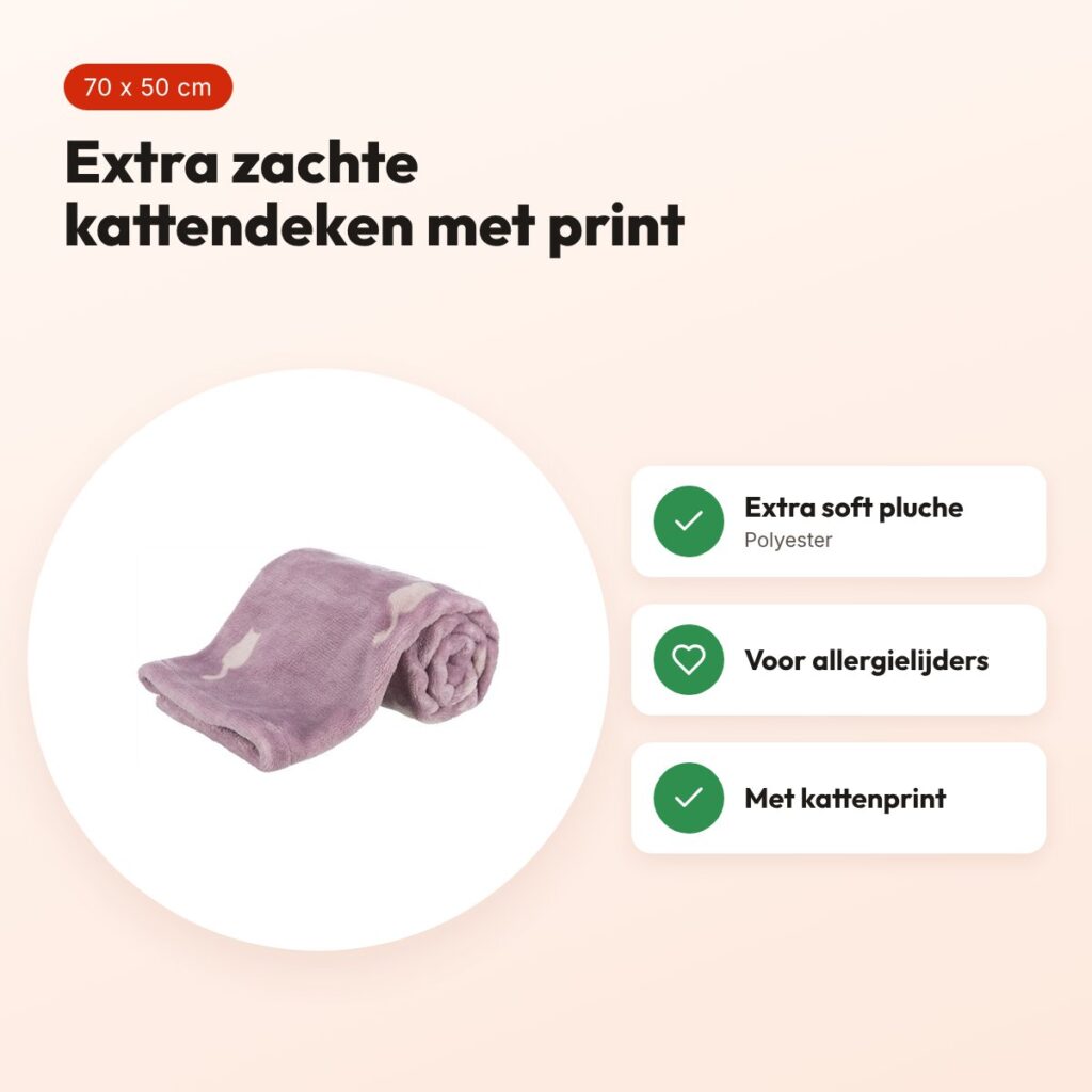 Trixie kattendeken Lilly bes/paars 70 x 50 cm – extra soft pluche – voordelen