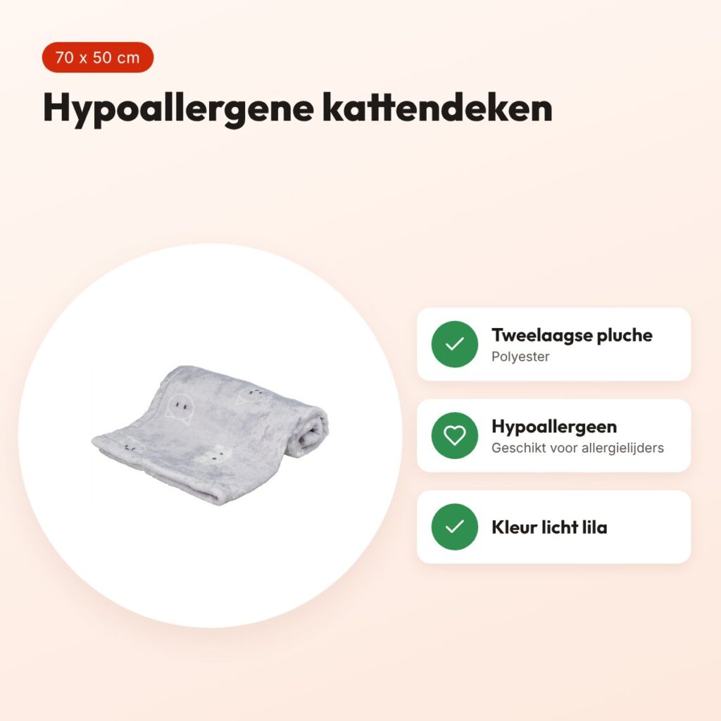Trixie kattendeken Mimi Soft licht lila 70 x 50 cm – hypoallergeen – voordelen