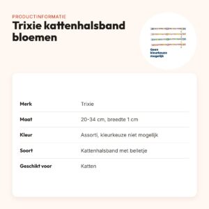 Trixie kattenhalsband bloemenmotief assorti 20-34 x 1 cm – met belletje – productinformatie