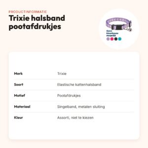 Trixie kattenhalsband elastisch pootafdrukjes – assorti – productinformatie
