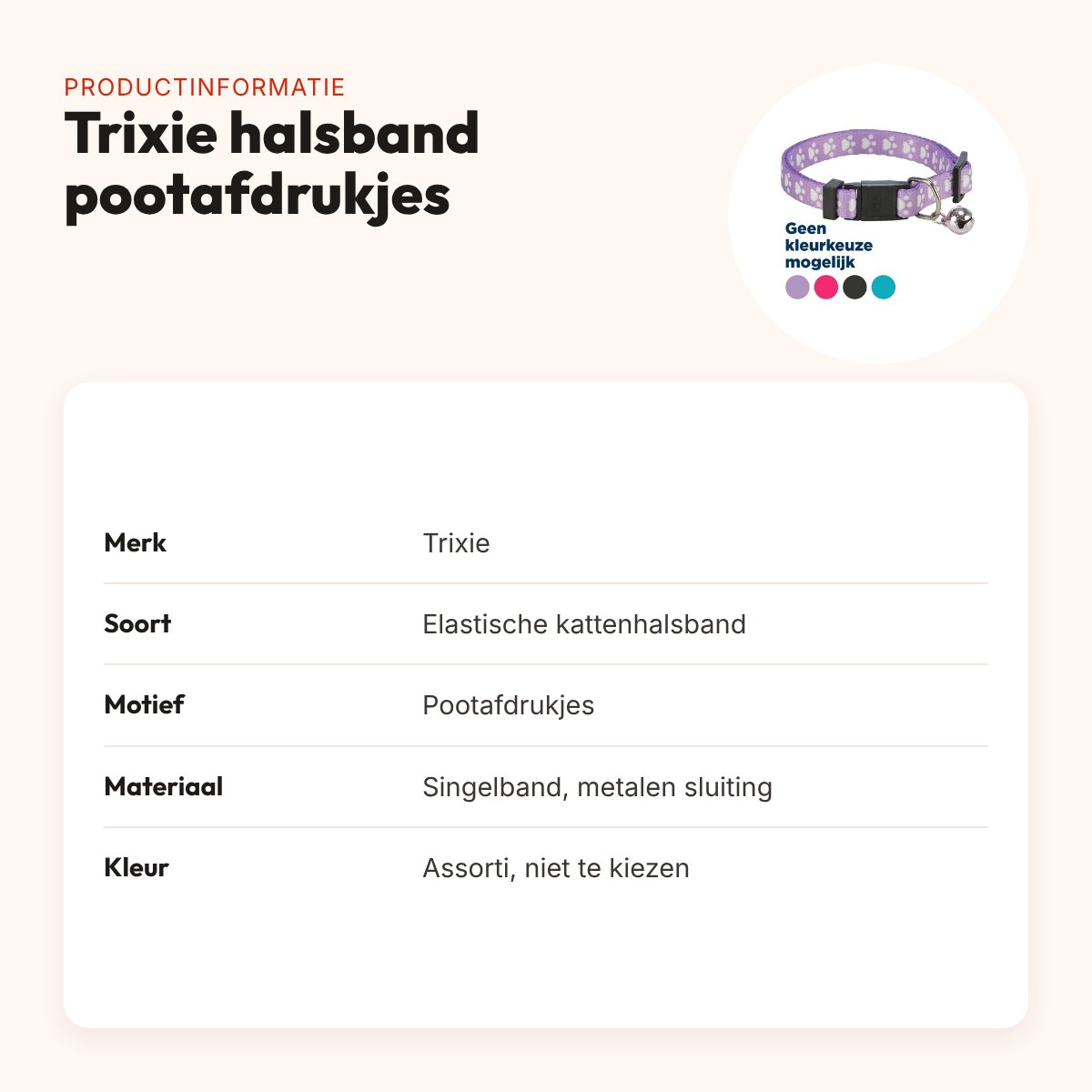 Trixie kattenhalsband elastisch pootafdrukjes – assorti – productinformatie