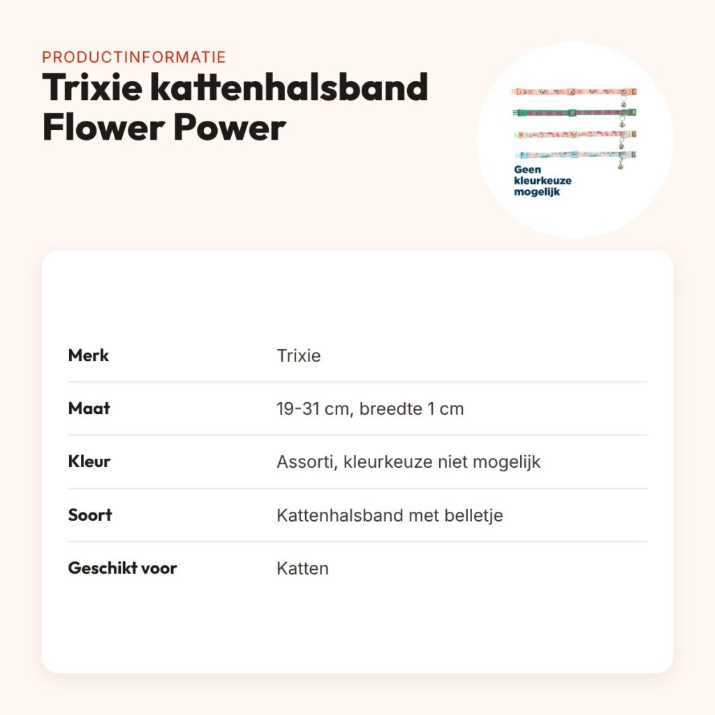 Trixie kattenhalsband Flower Power assorti 19-31 x 1 cm – met belletje – productinformatie