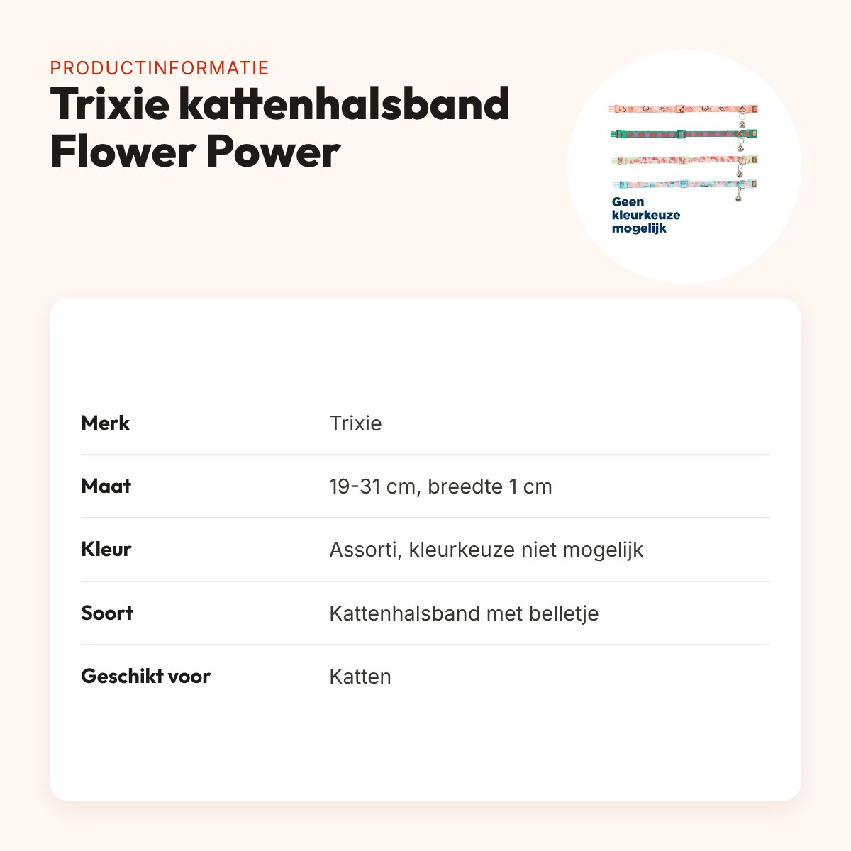 Trixie kattenhalsband Flower Power assorti 19-31 x 1 cm – met belletje – productinformatie