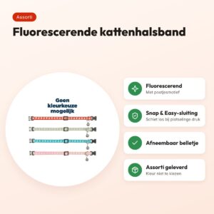 Trixie kattenhalsband fluorescerend pootjesmotief – assorti – voordelen