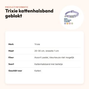 Trixie kattenhalsband geblokt motief assorti 20-30 x 1 cm – pastelkleuren – productinformatie