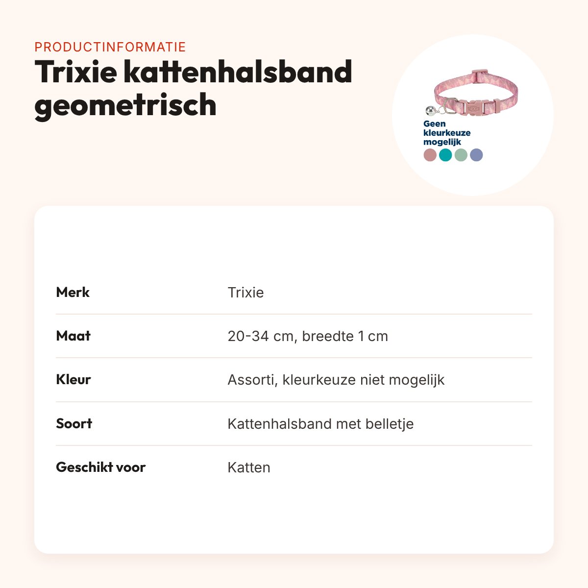 Trixie kattenhalsband geometrisch motief assorti 20-34 x 1 cm – productinformatie