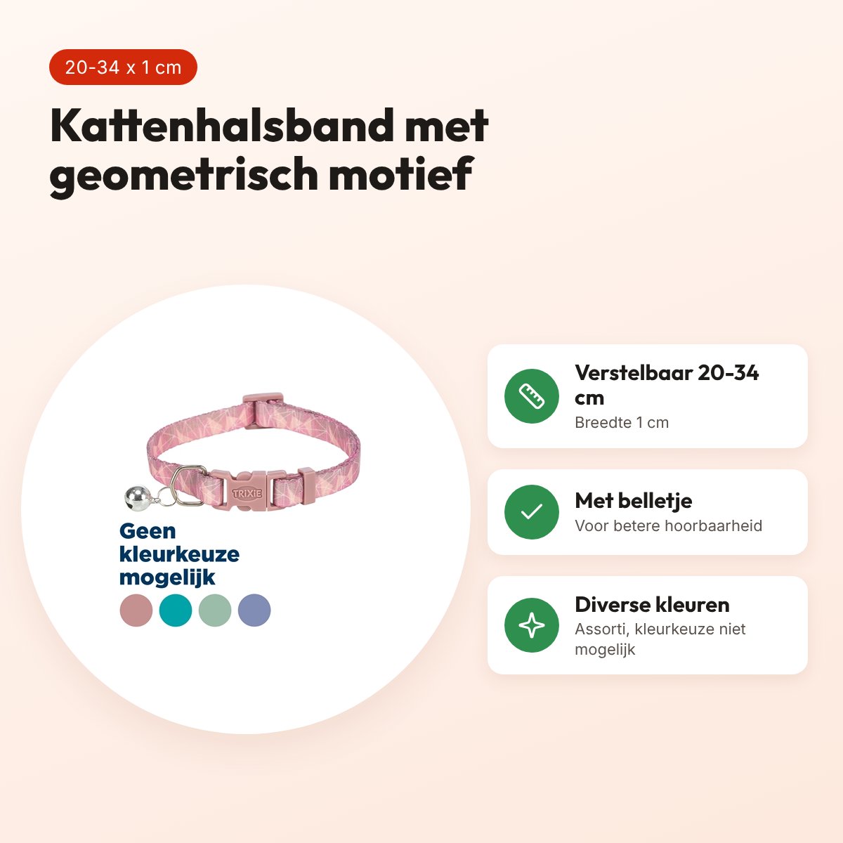 Trixie kattenhalsband geometrisch motief assorti 20-34 x 1 cm – voordelen