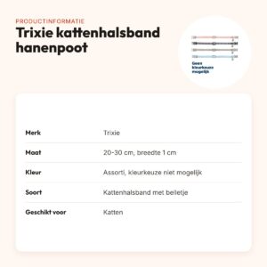 Trixie kattenhalsband hanenpootmotief assorti 20-30 x 1 cm – met belletje – productinformatie