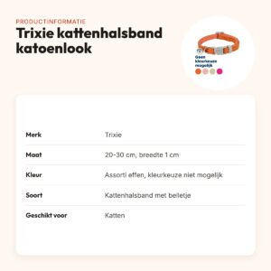 Trixie kattenhalsband katoenlook assorti 20-30 x 1 cm – effen kleuren – productinformatie